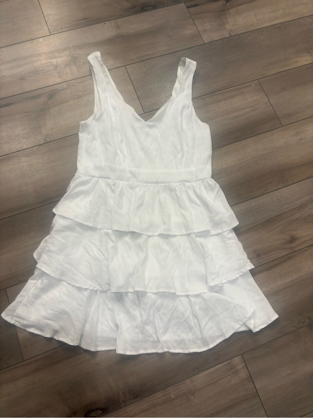 Altar'd State White V-Neck Tiered Ruffle Mini Dress